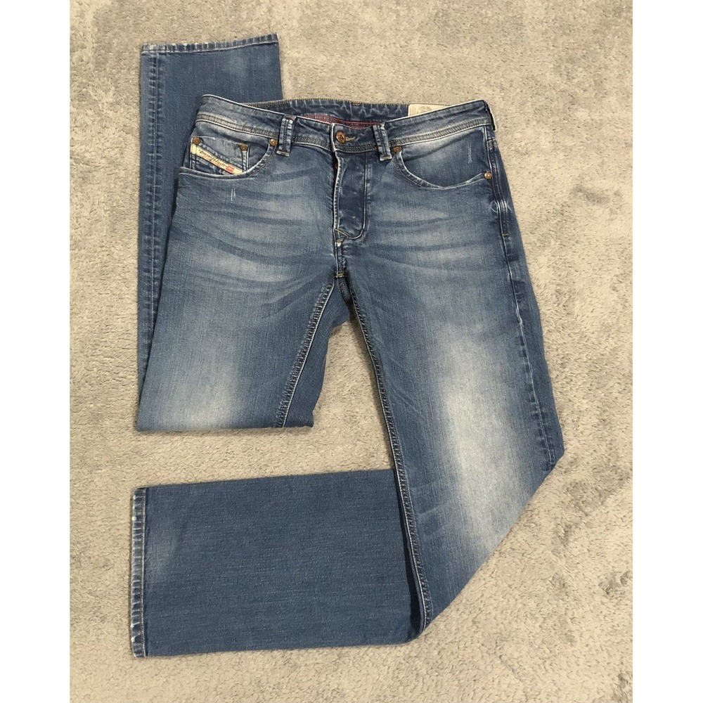 VTG Y2K Diesel Larkee Regular Straight 30x32 Denim Jeans Whiskered Stone Wash